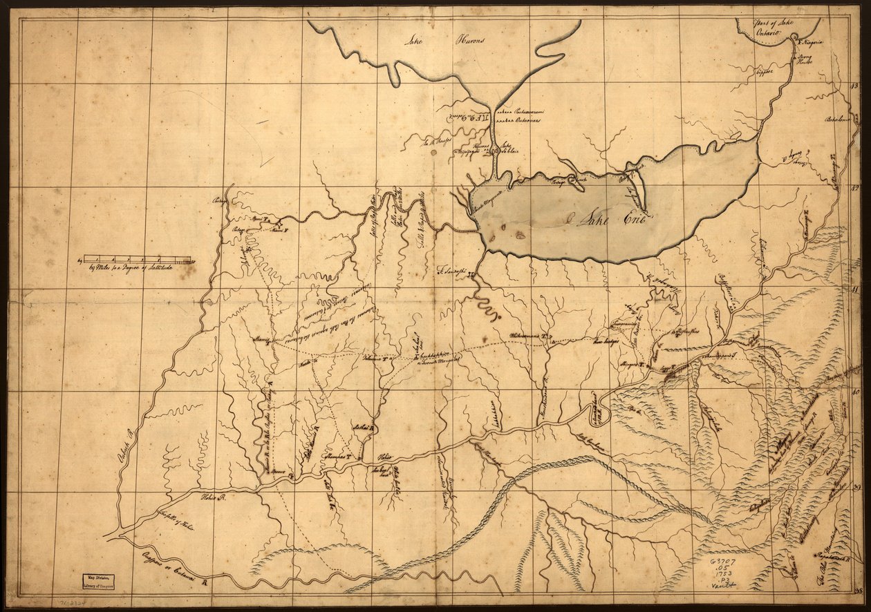 (Een handelskaart van het Ohio-land vóór 1753. LOC gm71002324 door John Patten