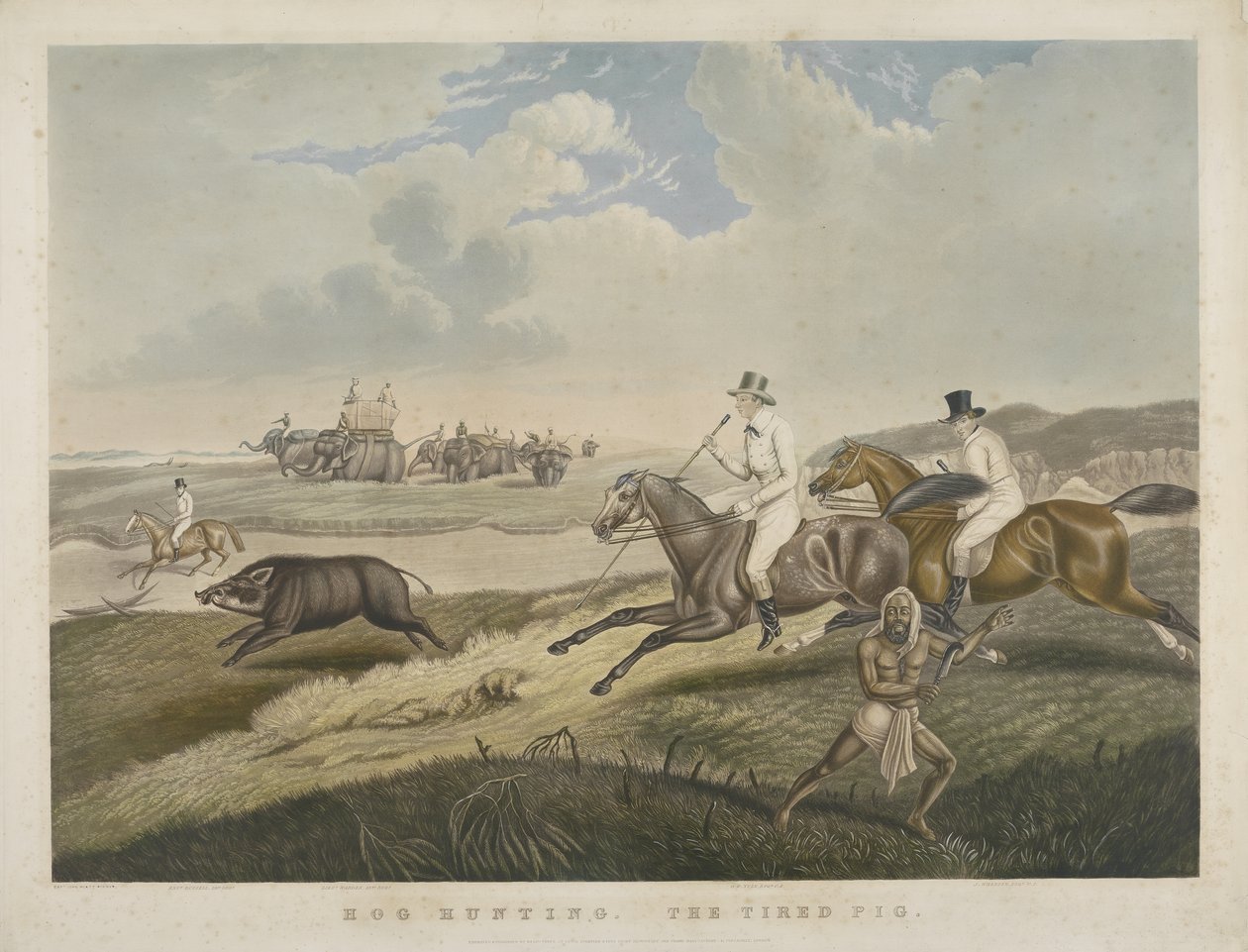 Varkensjacht: Het vermoeide varken, gegraveerd door S.W. Fores (1785-1825) c.1840 door John Platt