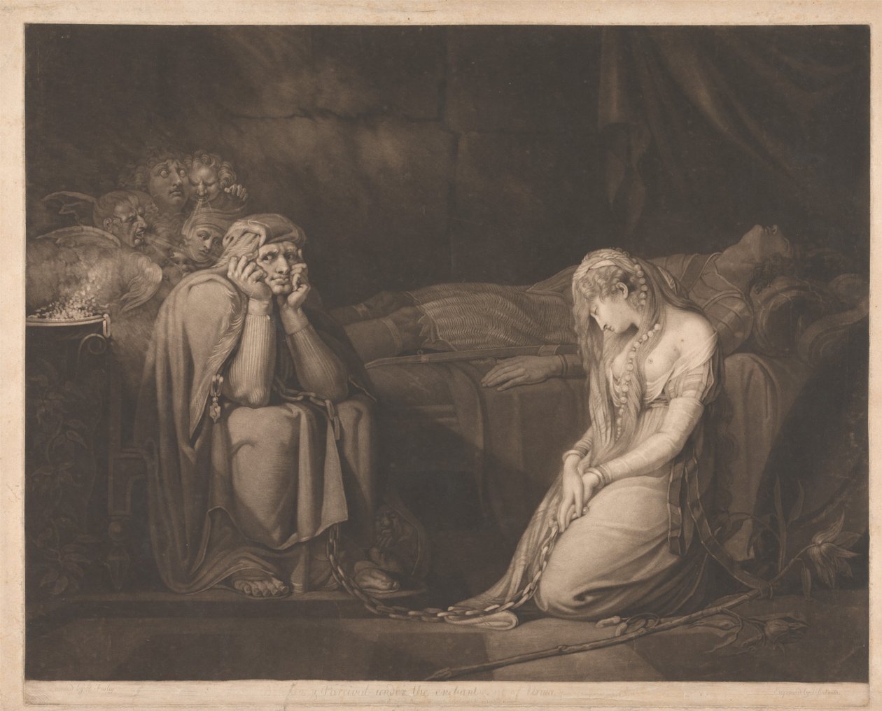 Bellsane en Parzival onder de betovering van Urma door John Raphael Smith