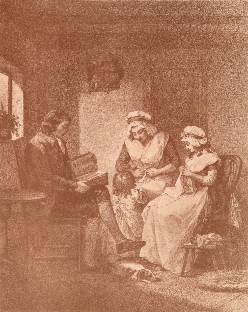 Huiselijk geluk, Laetitia met haar ouders, 1789 door John Raphael Smith