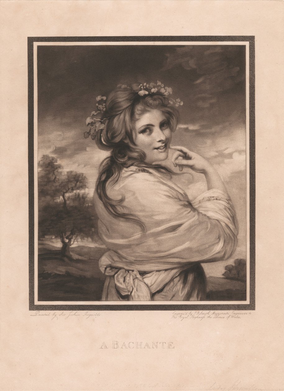Emma Hart als bacchante door John Raphael Smith