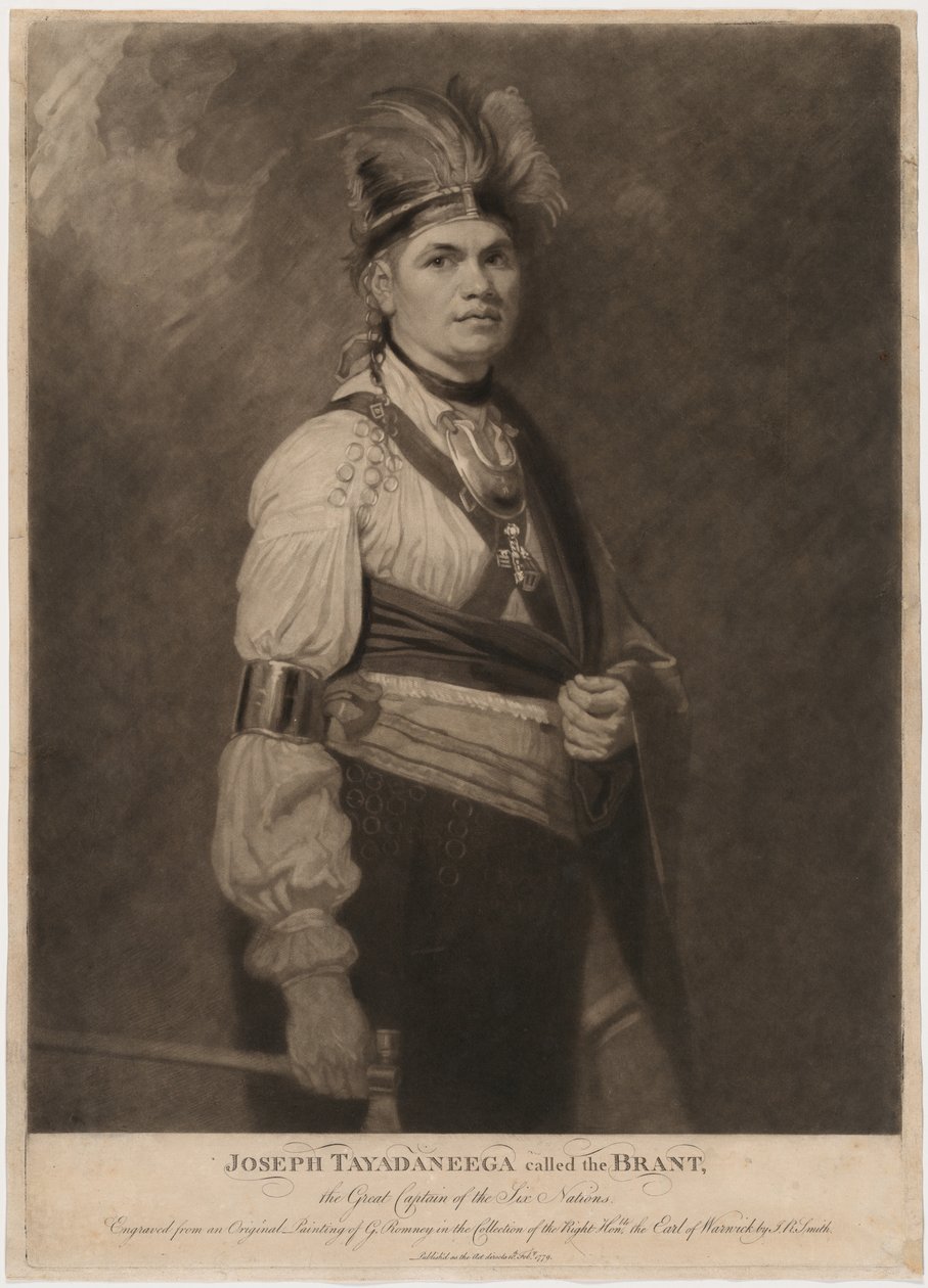 Joseph Tayadaneega, genaamd Brant, de grote kapitein van de Zes Naties door John Raphael Smith