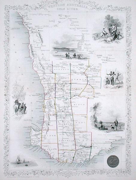 West-Australië, uit een Serie Wereldkaarten gepubliceerd door John Tallis & Co., Londen & New York door John Rapkin