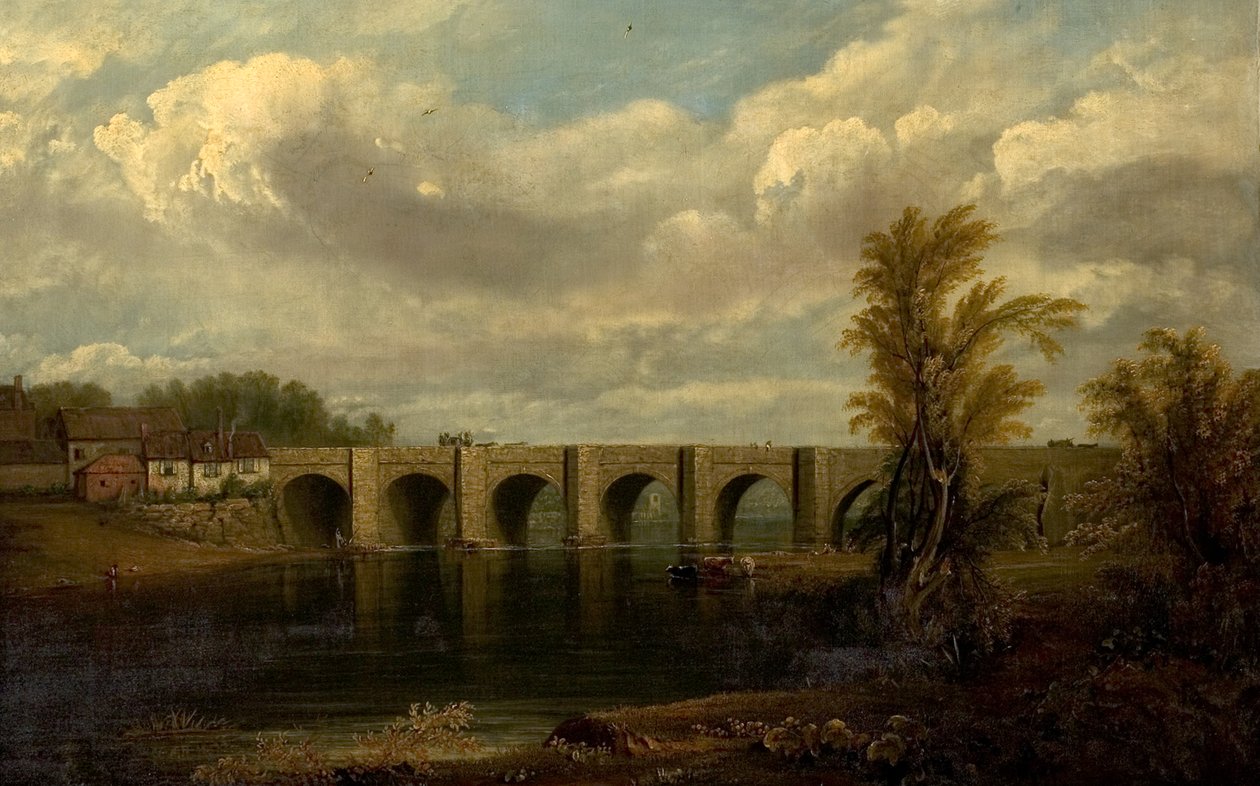 Oude Trent-brug, Nottingham, 1825 door John Rawson Walker