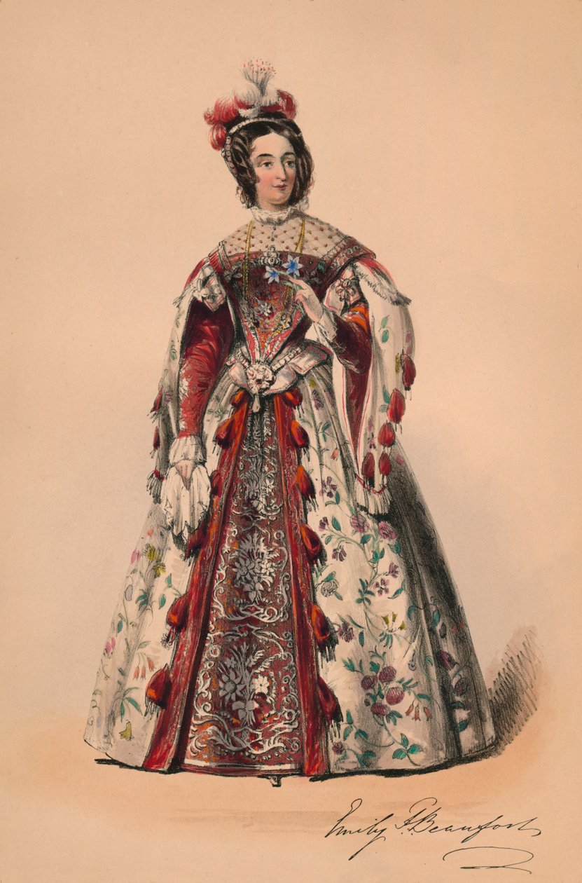 Emily Hertogin van Beaufort in kostuum voor Queen Victoria