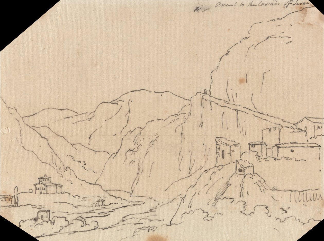 Beklimming van de Cascade van Terni door John Robert Cozens