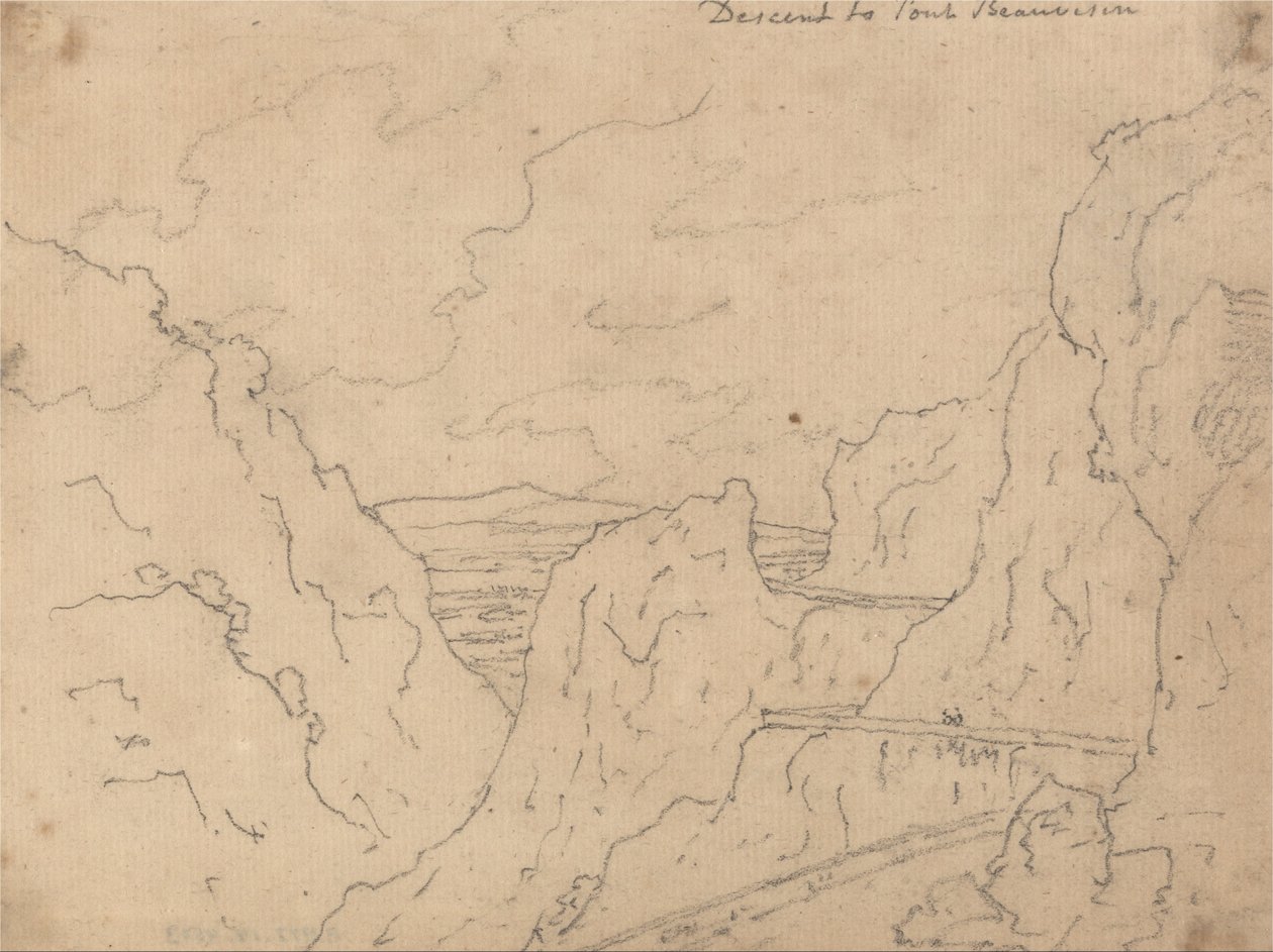 Afdaling naar Pont de Beauvoisin door John Robert Cozens