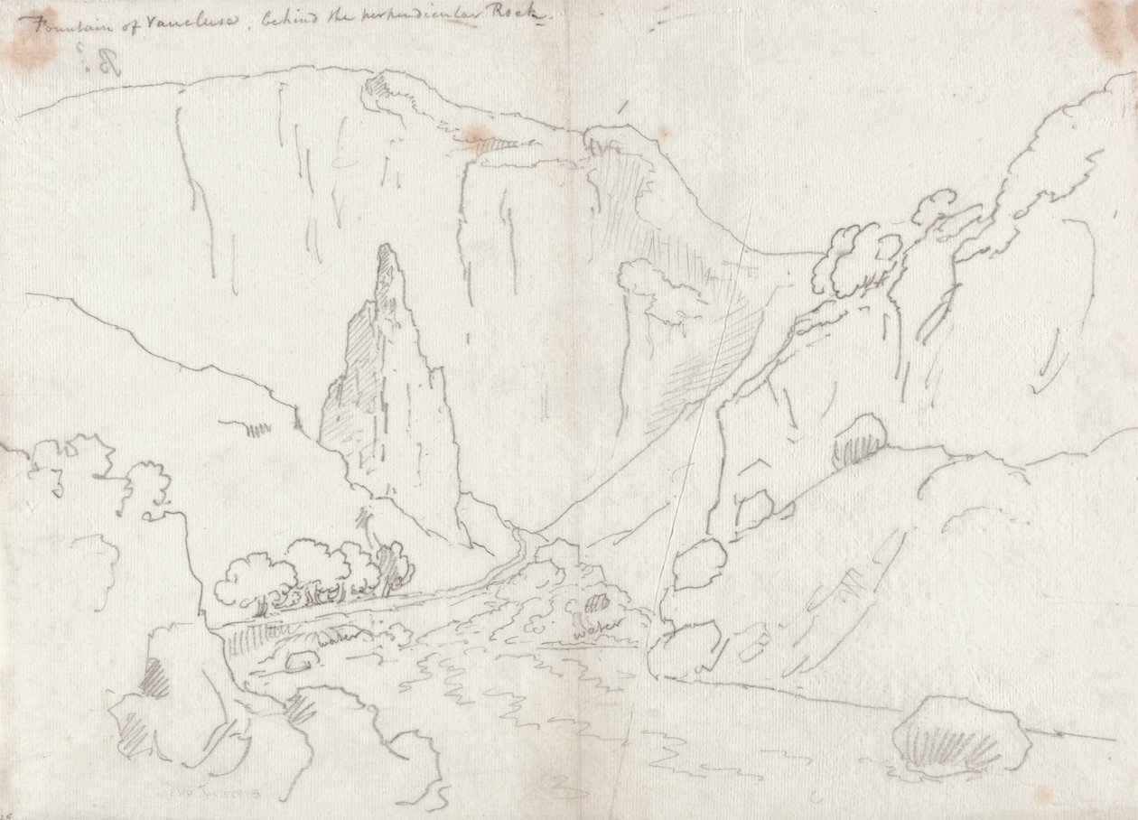 Fontein van Vaucluse, achter de Perpendiculaire Rots door John Robert Cozens