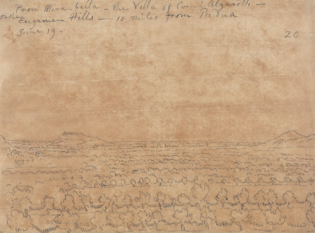 Vanuit Mirabella, de villa van graaf Algarotti op de Euganeïsche Heuvels door John Robert Cozens