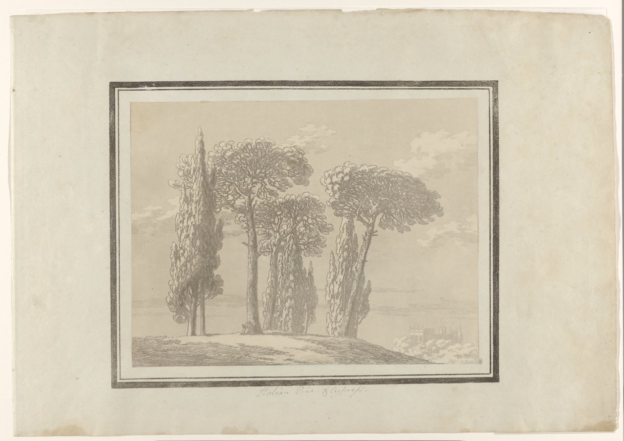 Italiaanse den en cipres door John Robert Cozens