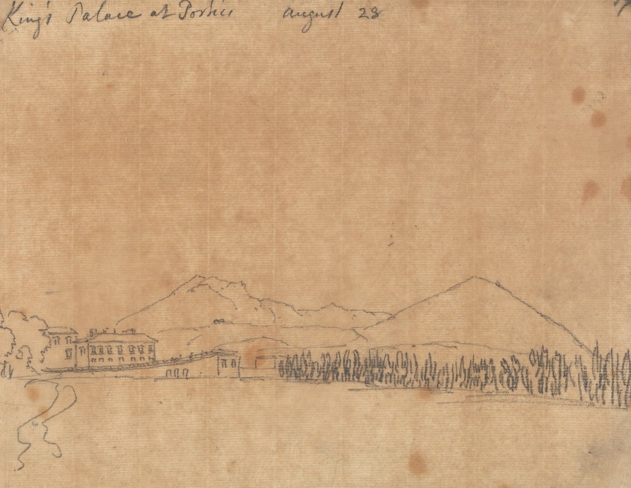 Koningspaleis in Portici, 28 augustus door John Robert Cozens