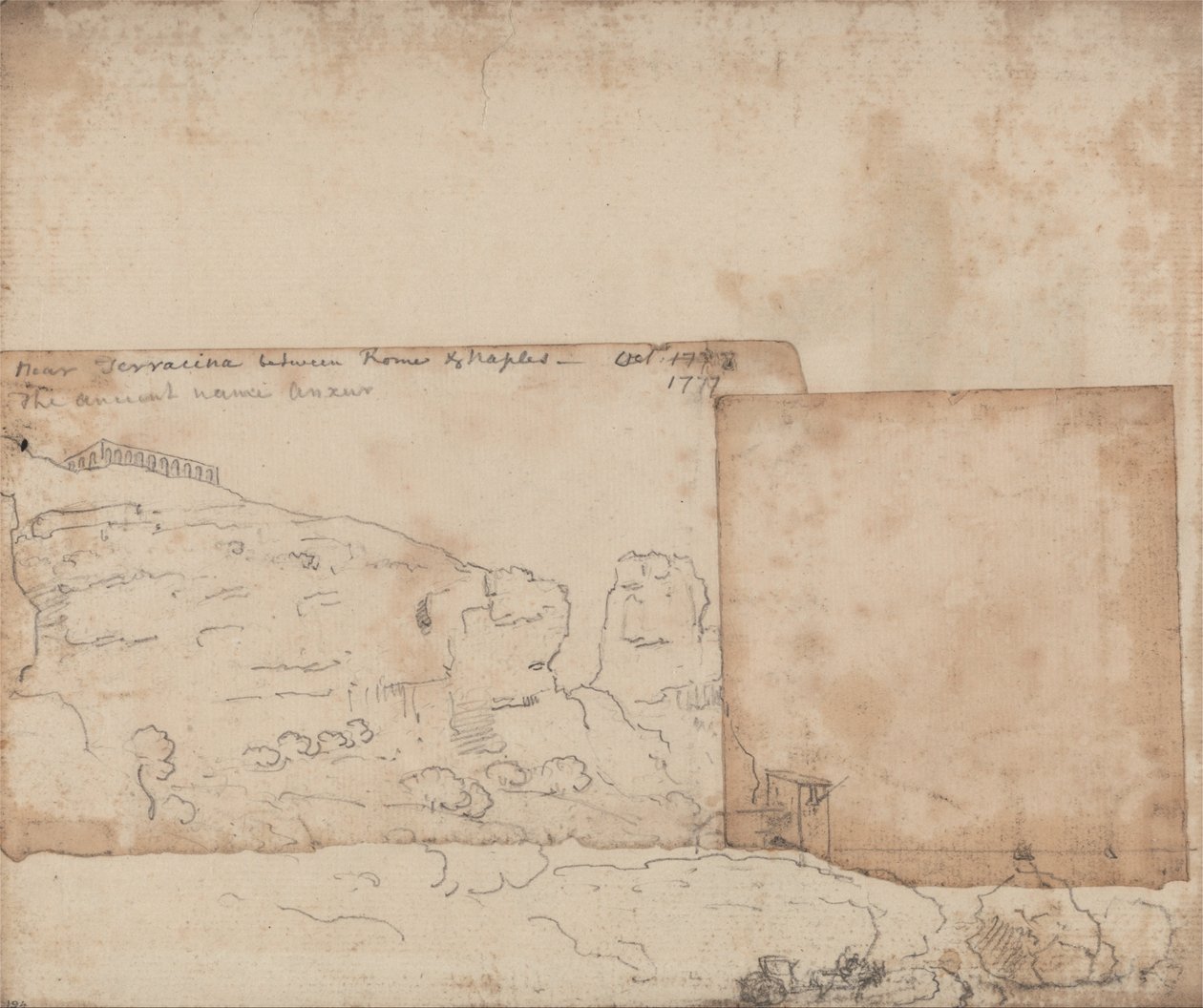 Bij Terracina tussen Rome en Napels, oktober 1777 door John Robert Cozens