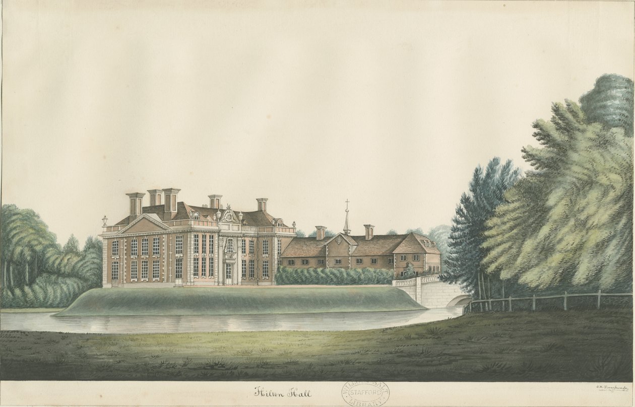 Hilton Hall: aquarel door John Robert Fernyhough