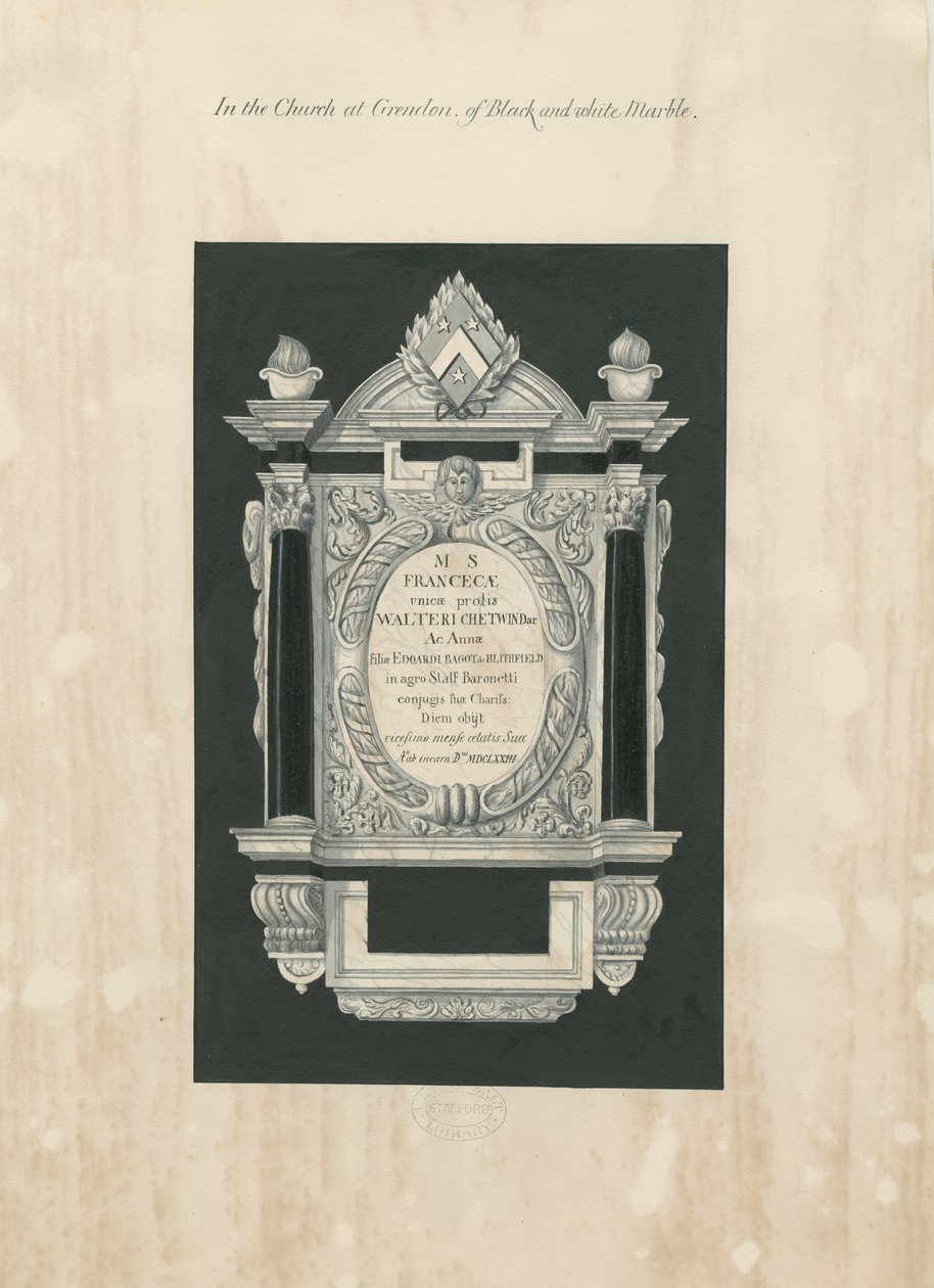 Ingestre Church - tablet voor Frances Chetwynd door John Robert Fernyhough