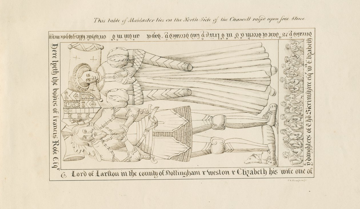 Standon Kerk - Graf van Francis Rose: pentekening, nd [19e eeuw] door John Robert Fernyhough
