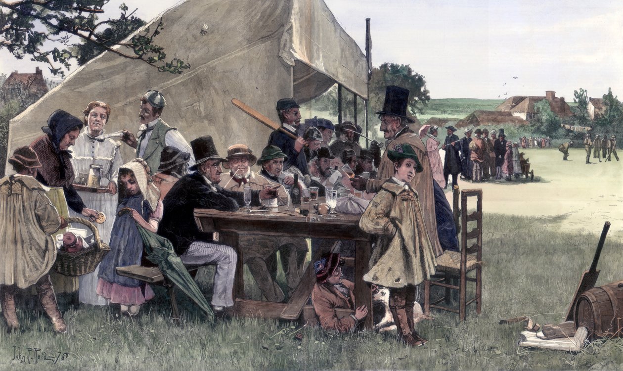 Een cricketwedstrijd op het platteland, Sussex door John Robertson Reid