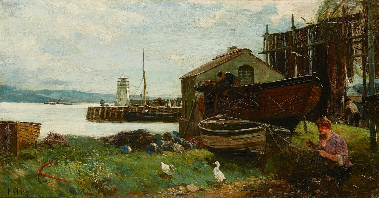 De netten repareren, Ardrishaig door John Robertson Reid