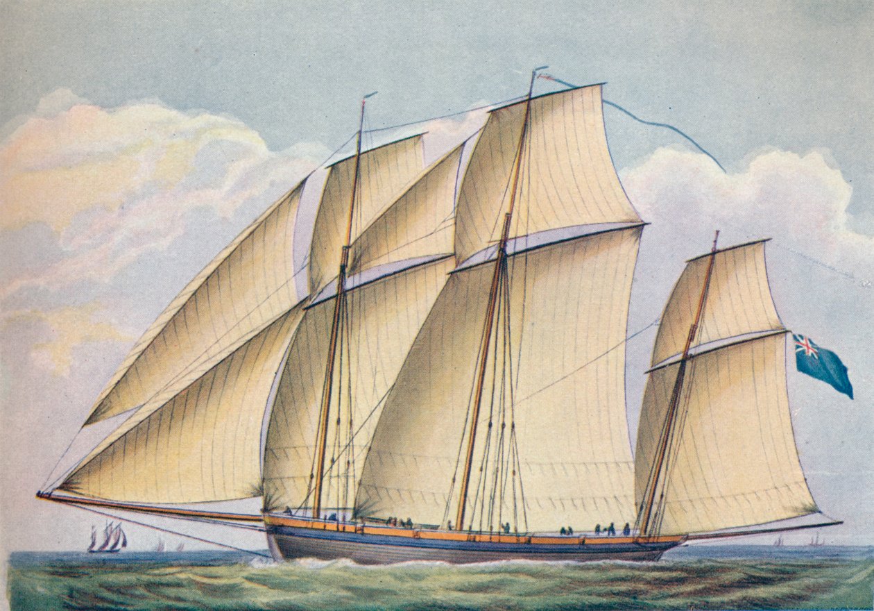 Gewapende Lugger Met Alle Zeilen Gehesen, 1825 door John Rogers