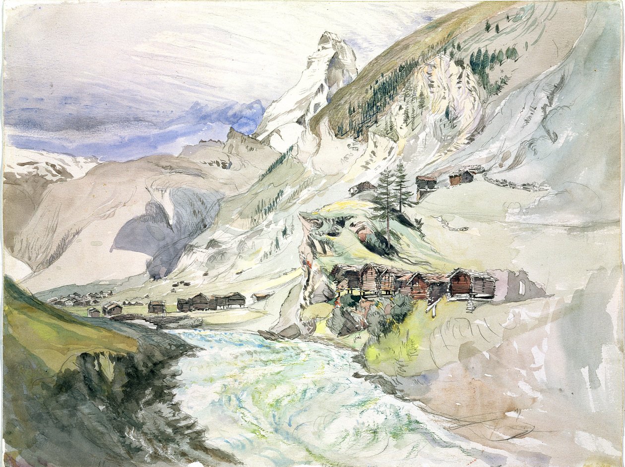 Een Alpenvallei: De Matterhorn in de Verte door John Ruskin