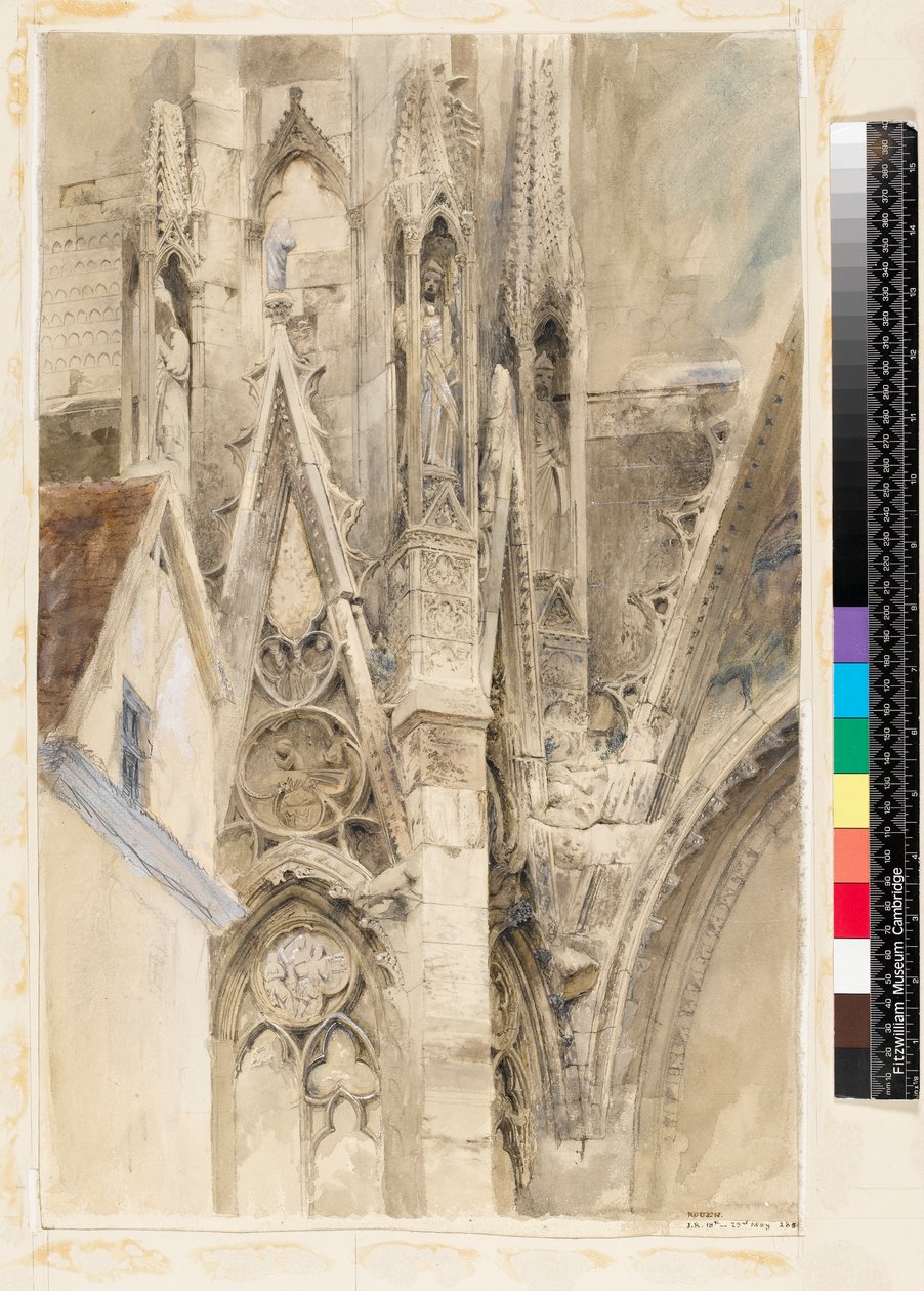 Ingang van het zuidtransept van de kathedraal van Rouen, 1854 door John Ruskin
