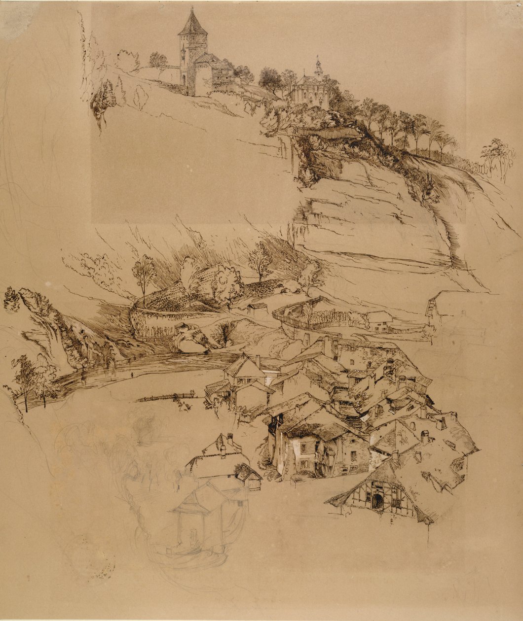 Fribourg, Zwitserland: Pennenschets, juli of augustus - september 1856 door John Ruskin