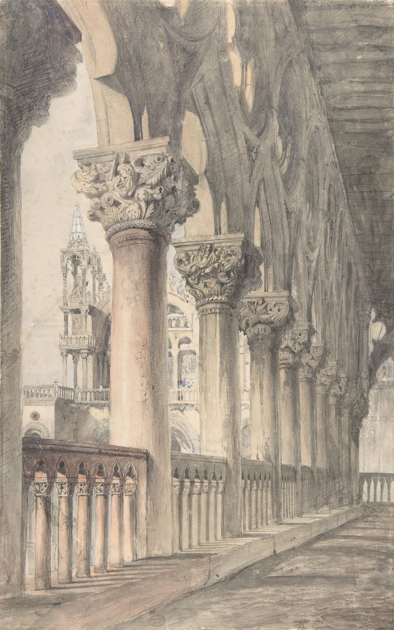 Loggia van het Dogepaleis, Venetië, 1849-50 door John Ruskin