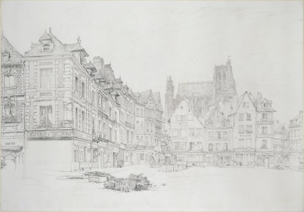 Studie voor (detail) van de Markt, Abbeville, september - oktober 1868 door John Ruskin