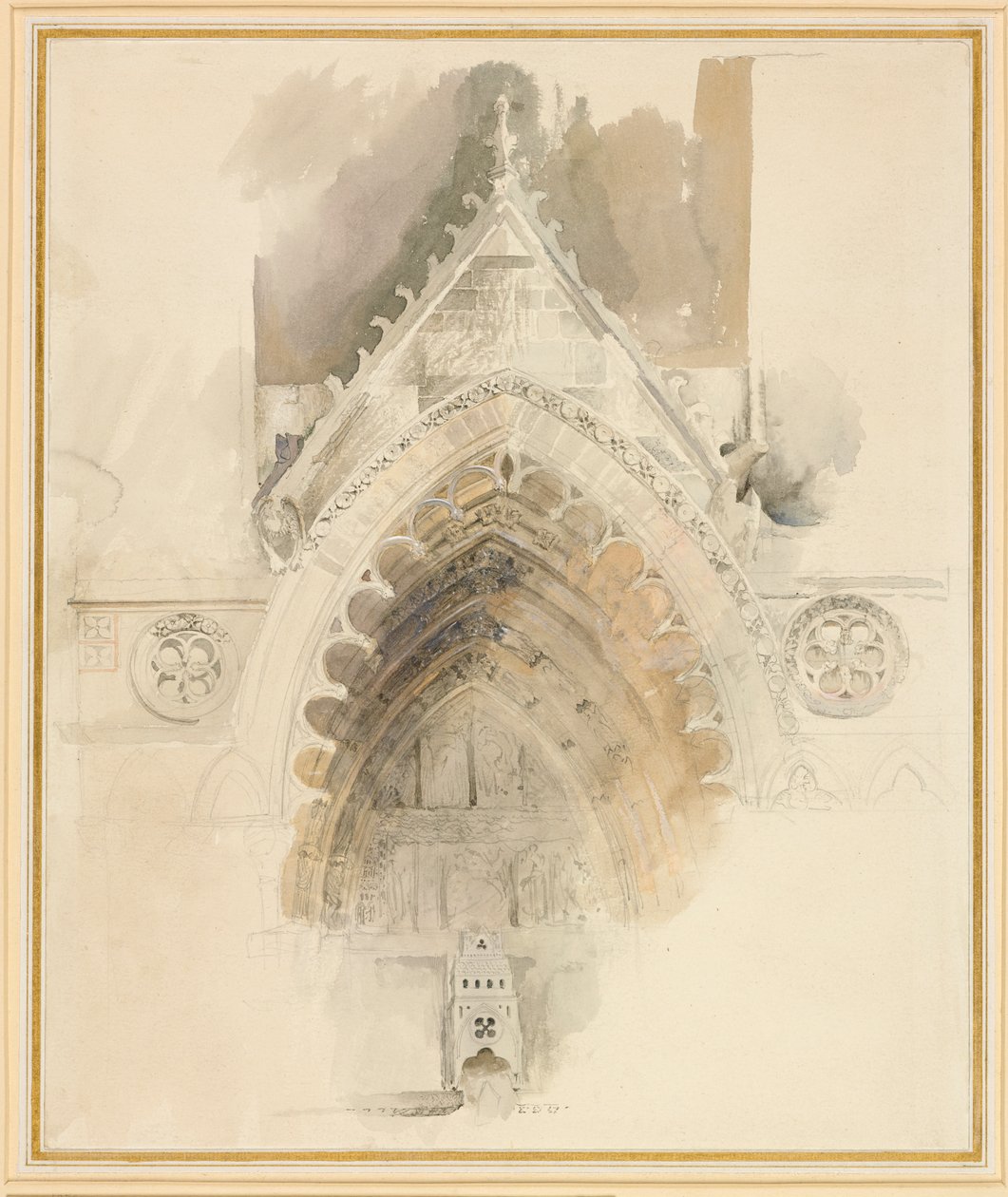 De noordelijke boog van de westelijke ingang van de kathedraal van Amiens, 17 - 18 mei of 23 september 1856 door John Ruskin