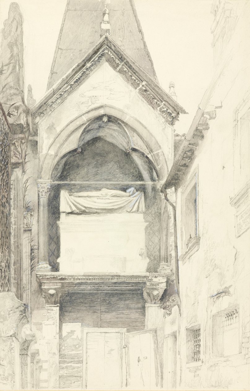 Het Graf van Cangrande I della Scala, Verona, 28 mei-29 juni 1869 door John Ruskin