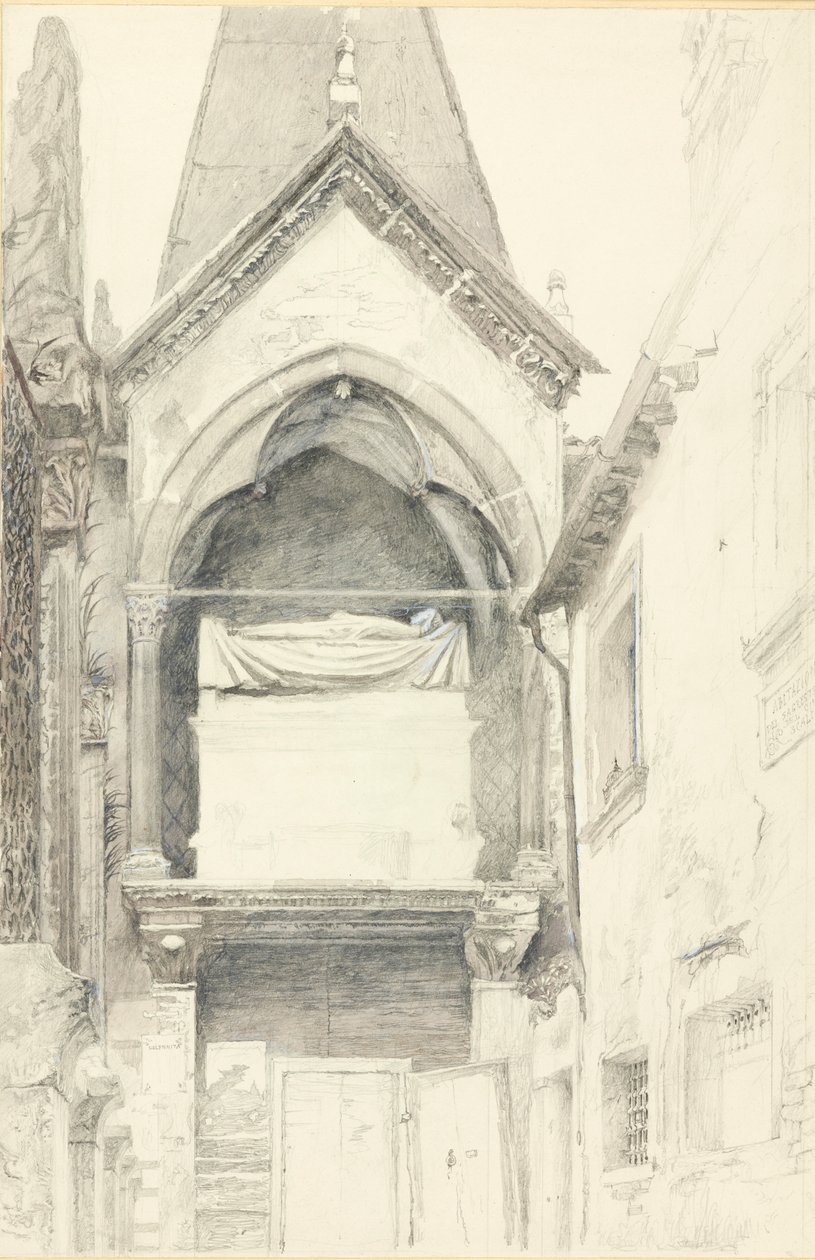 Het graf van Cangrande I della Scala, Verona, 28 mei - 29 juni 1869 door John Ruskin