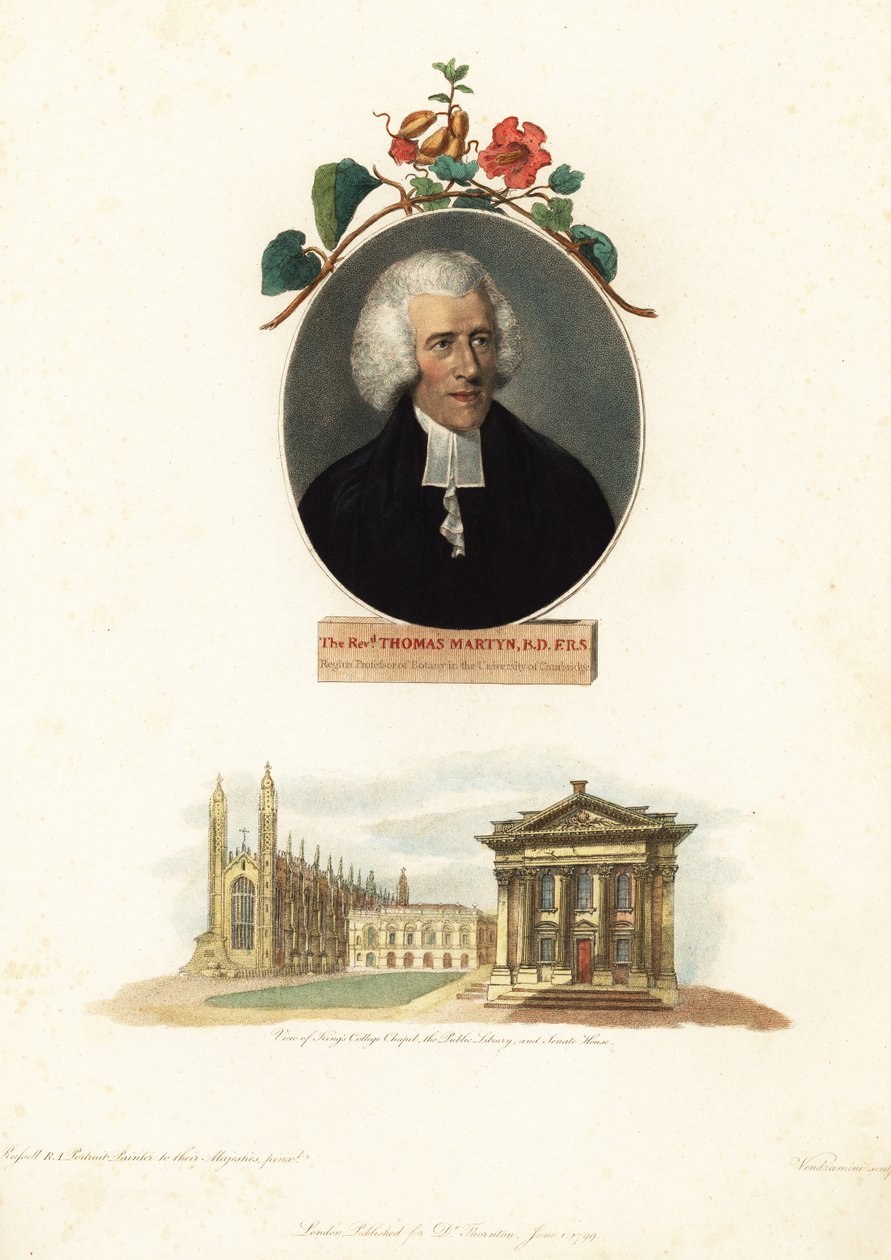 Thomas Martyn, Professor in de Botanie, Universiteit van Cambridge (gravure) door John Russel