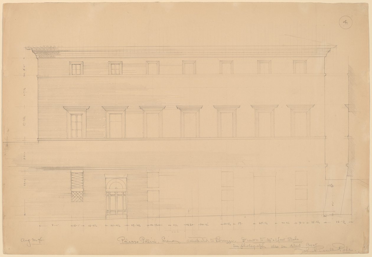 Palazzo Pollini, Siena, Toegeschreven aan Peruzzi door John Russell Pope