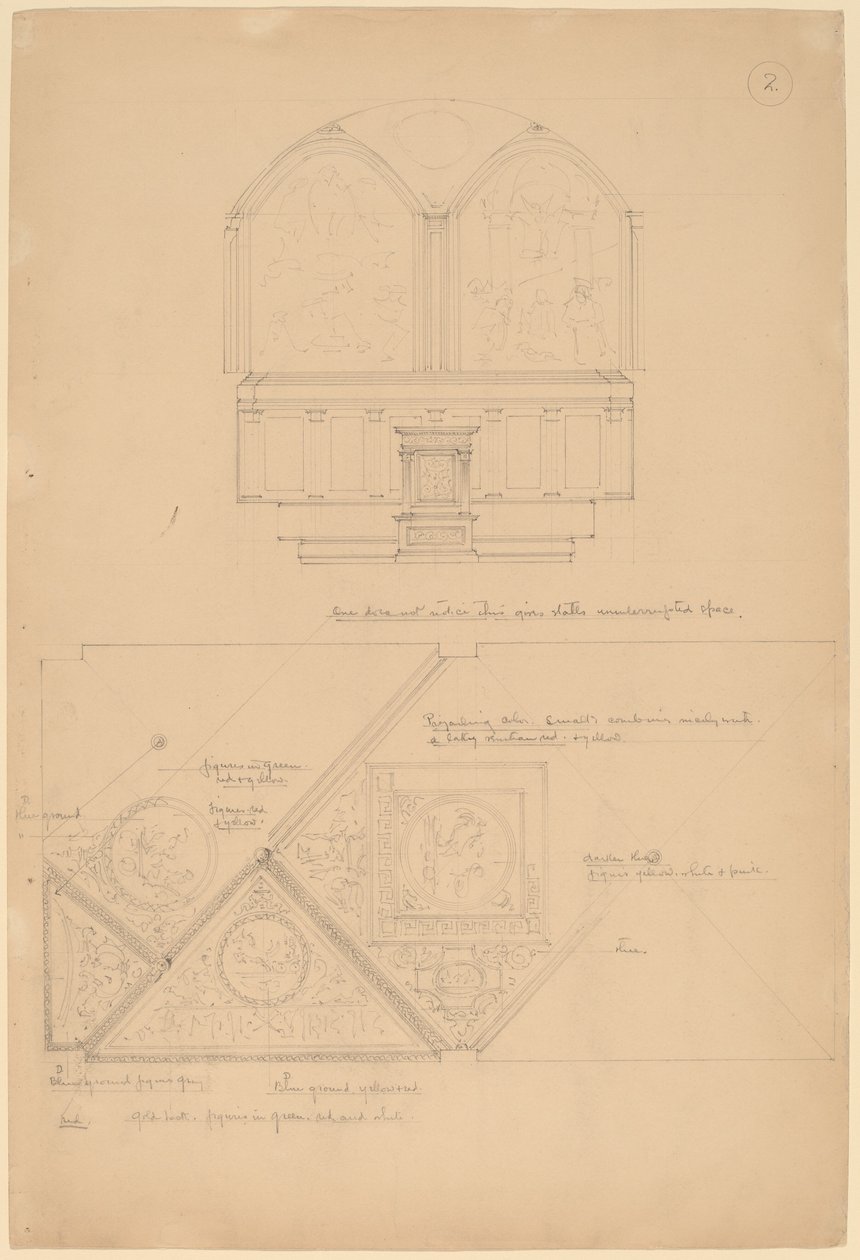 Studie van een Altaarstuk en Plafondpanelen door John Russell Pope