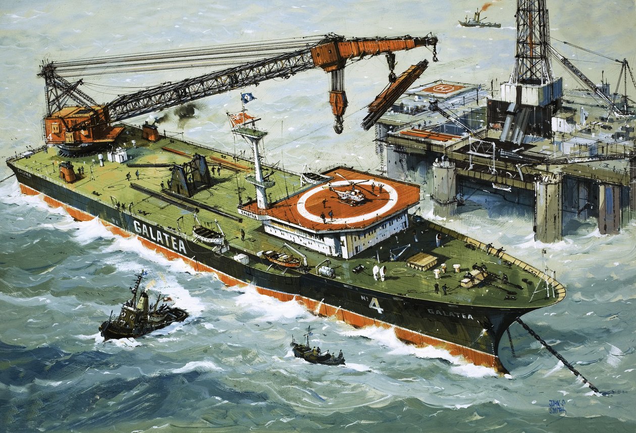 De Galatea, uitgerust met een zware hijskraan door John S. Smith