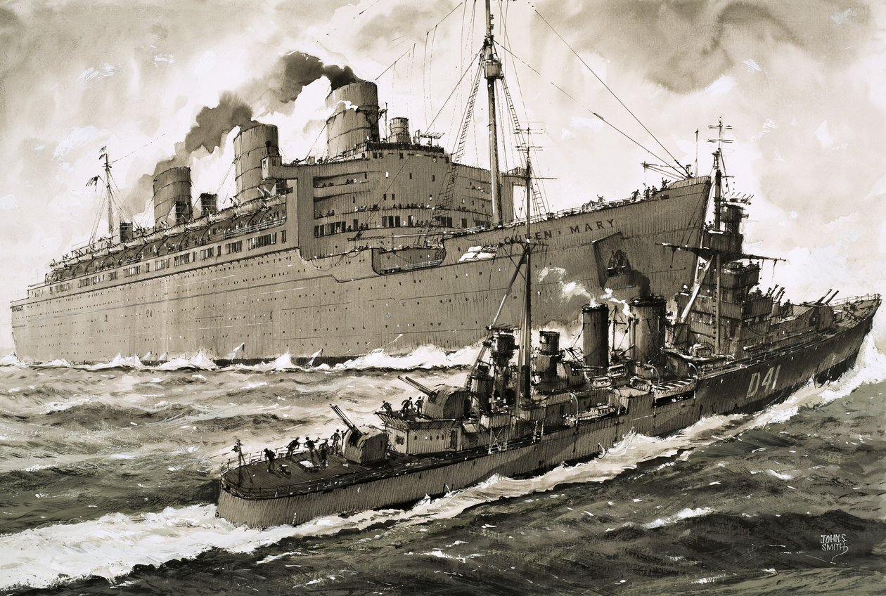 De Queen Mary raakt de kruiser Curacoa door John S. Smith