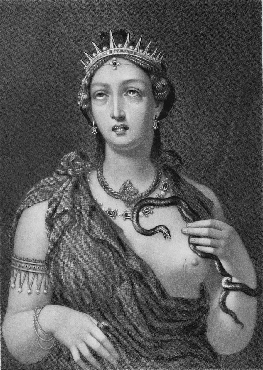 Cleopatra VII, staalgravure van de encaustische schildering gevonden in Hadrian