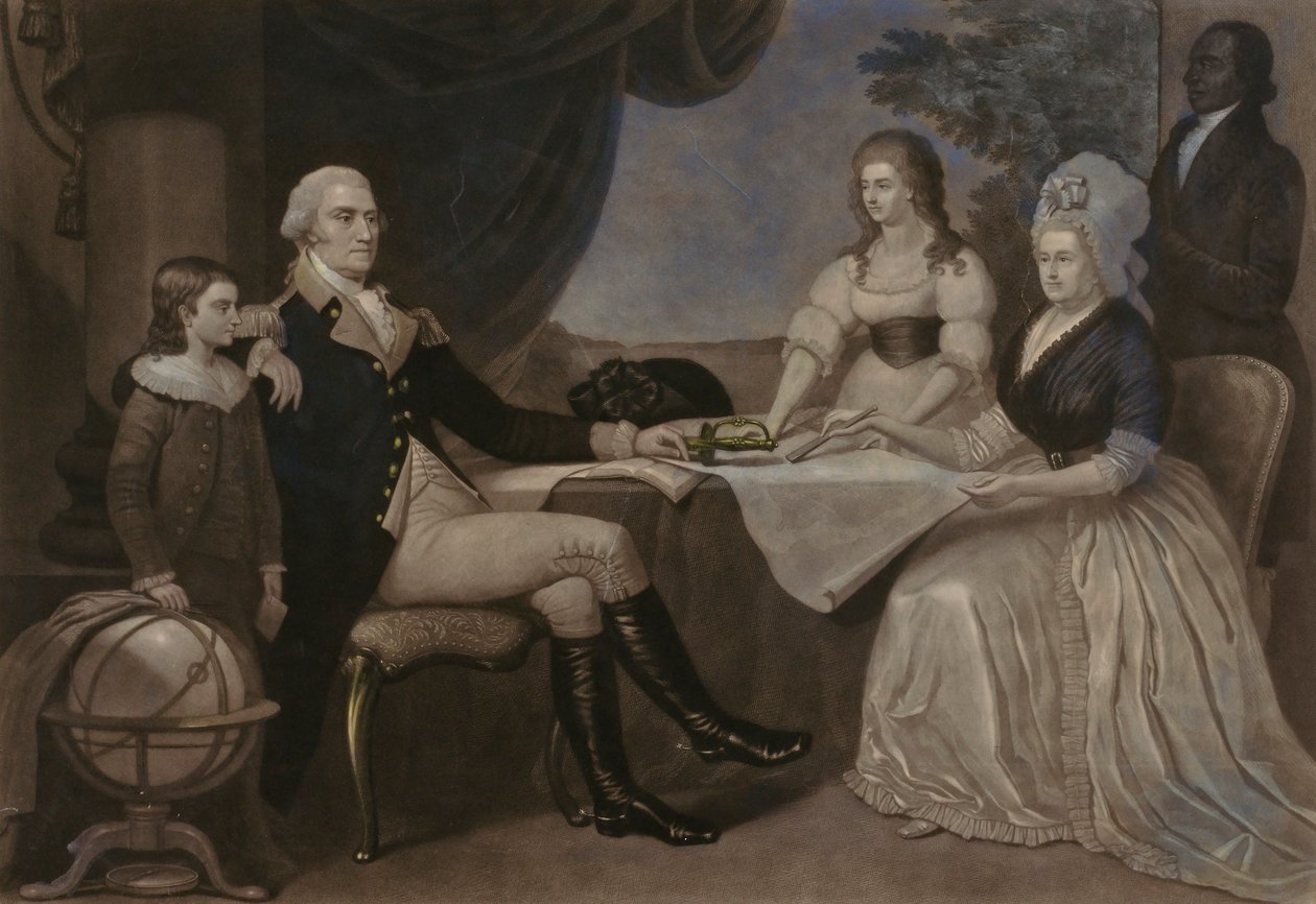 George Washington en zijn familie door John Sartain