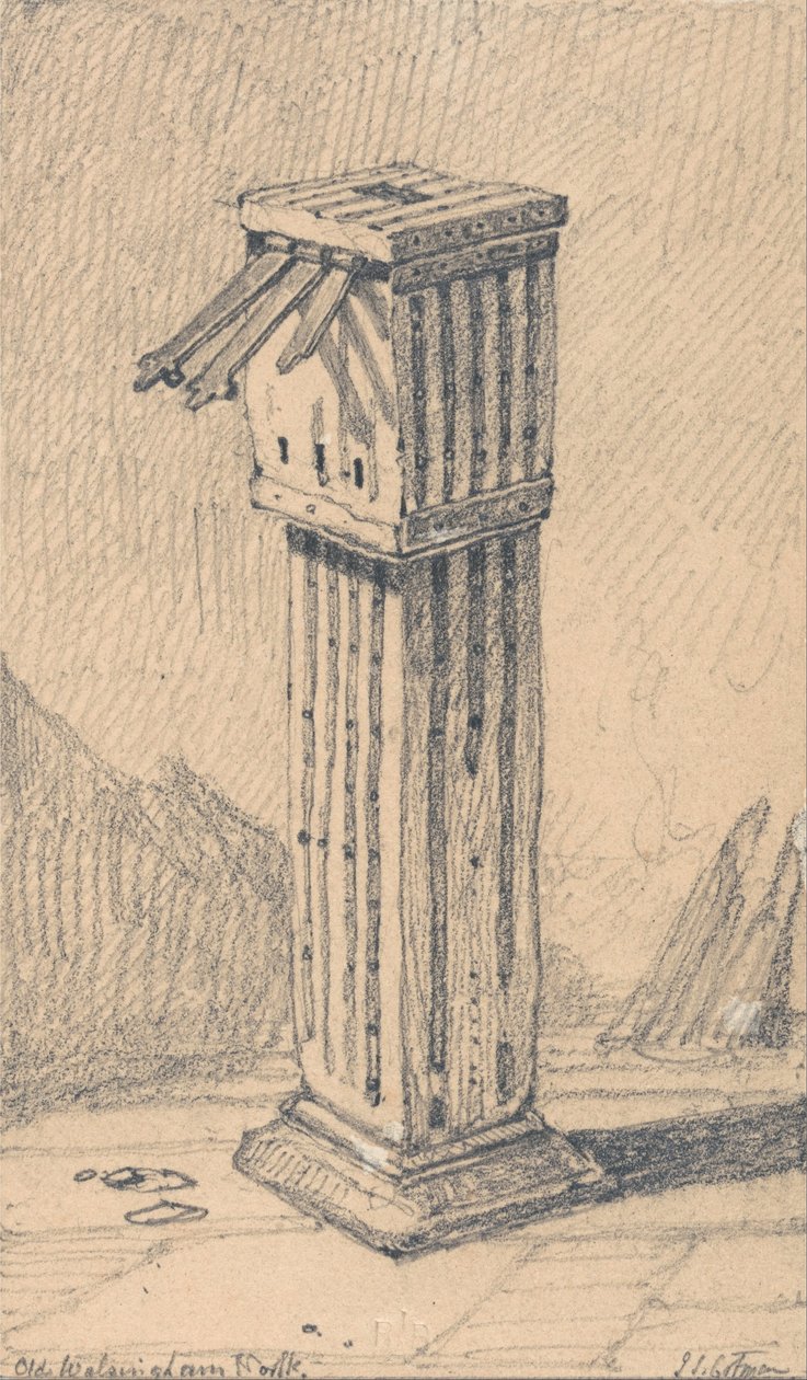 Een oude aalmoesdoos, Walsinghamkerk, Norfolk door John Sell Cotman