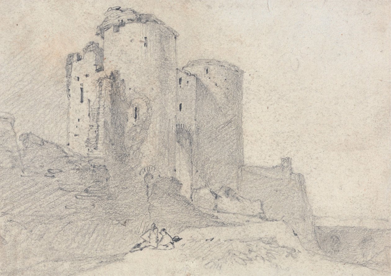 Beeston Castle, Cheshire: ingang van het kasteel door John Sell Cotman