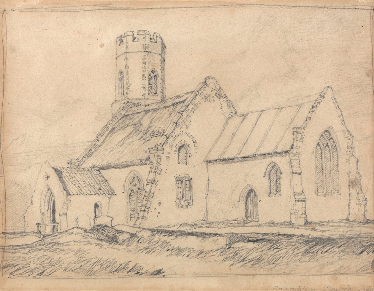 Brampton Church, Norfolk, uit het zuidoosten door John Sell Cotman