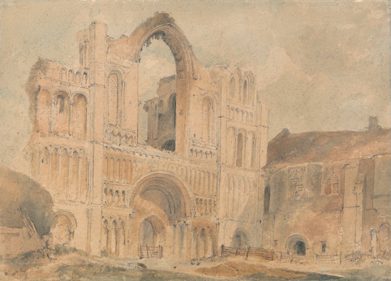 Castle Acre Priory, Norfolk, westgevel door John Sell Cotman