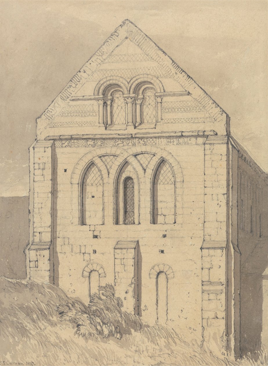 Kerk van Graville bij Havre de Grace, Normandië: Einde van het noordelijke dwarsschip door John Sell Cotman