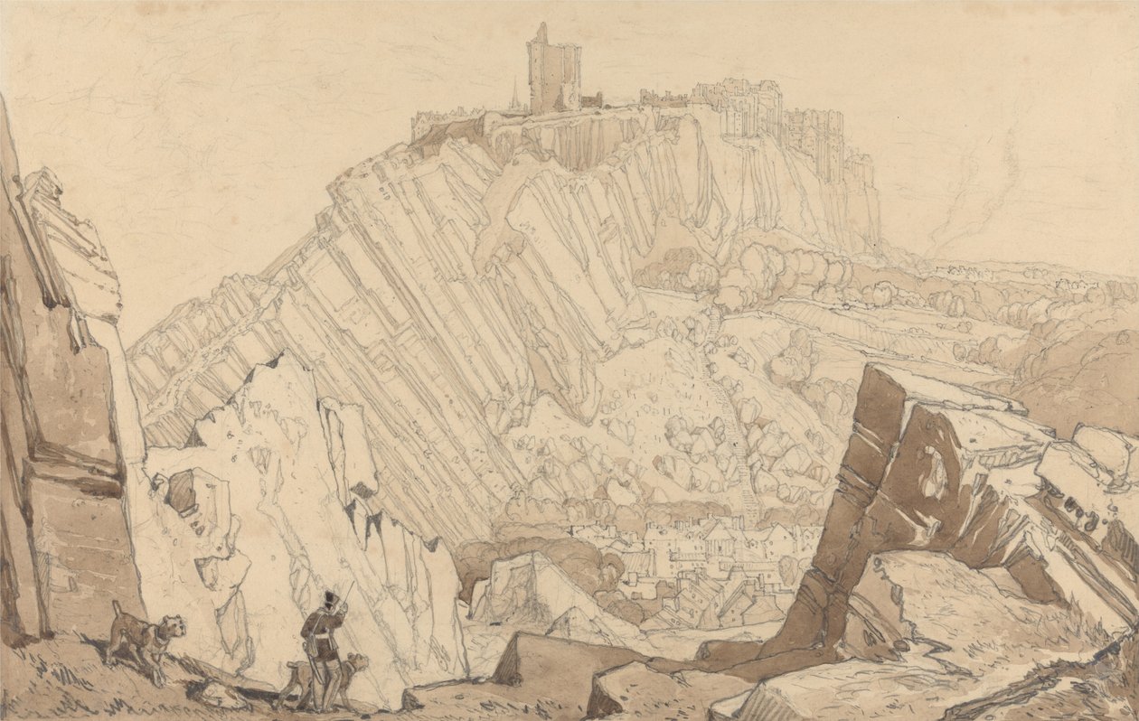 Domfront, Blik naar het zuidoosten door John Sell Cotman