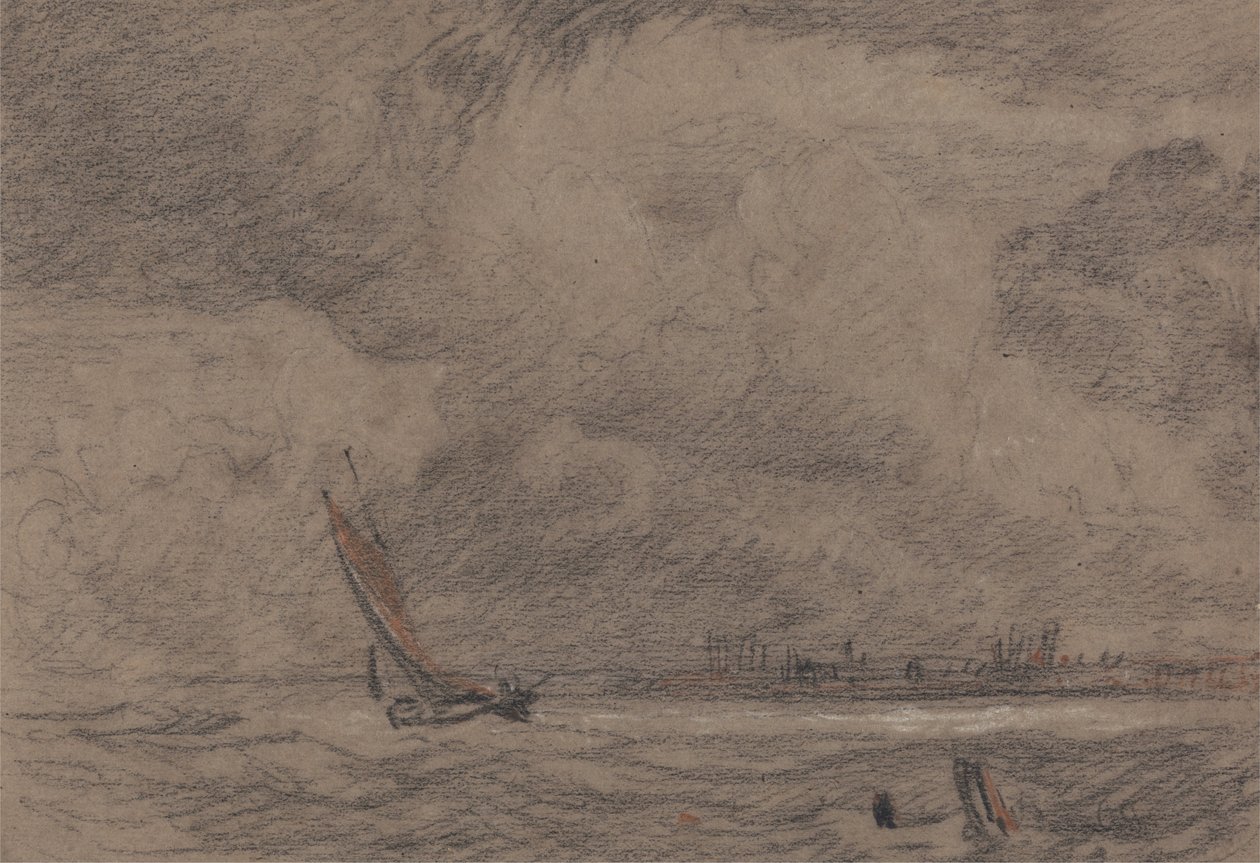 Vissersvaartuig bij Yarmouth door John Sell Cotman