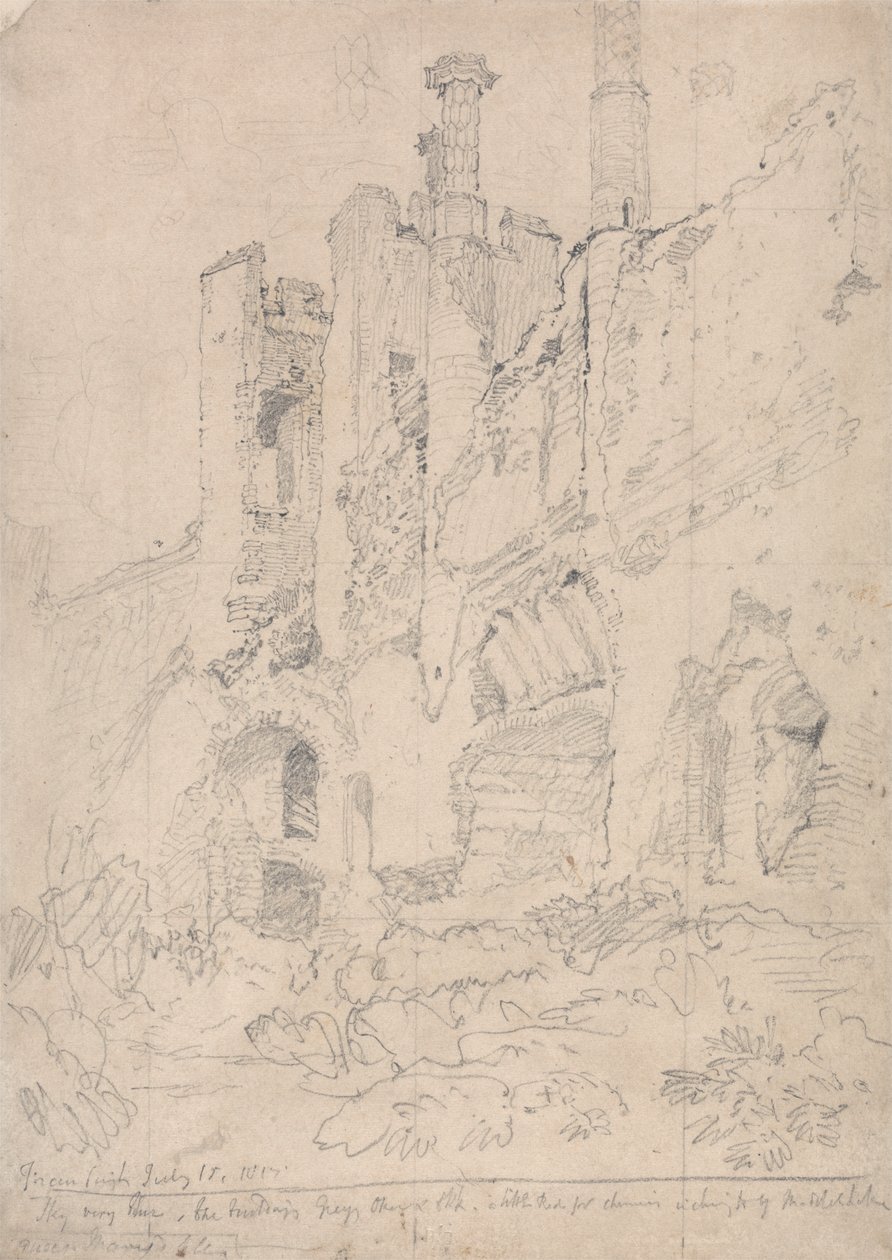 Framlingham Castle, Suffolk: Deel van het verwoeste interieur door John Sell Cotman