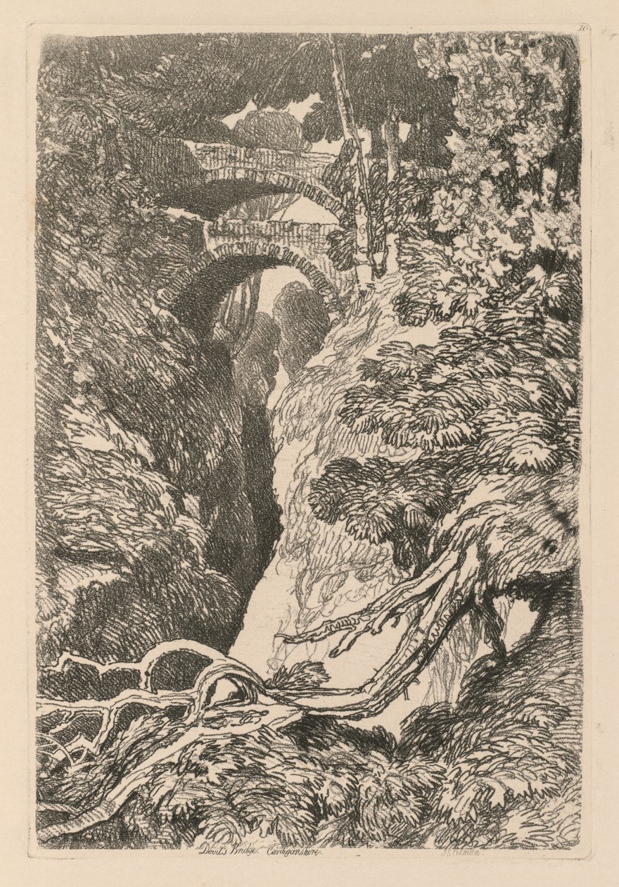 Liber Studiorum: Plaat 10, De Duivelsbrug, Cardinganshire door John Sell Cotman