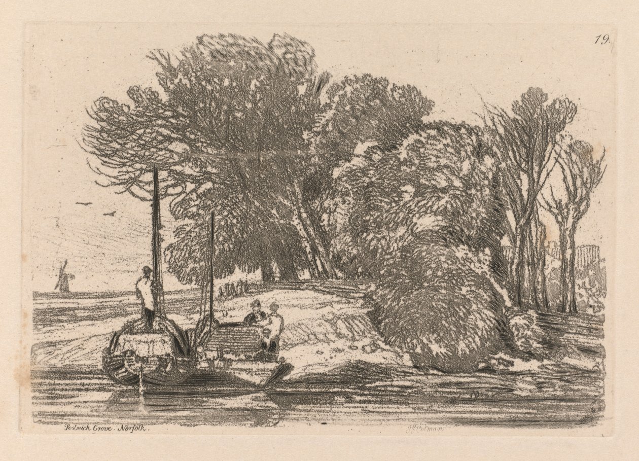 Liber Studiorum: Plaat 19, Postwick Grove, Norfolk, 1838 door John Sell Cotman