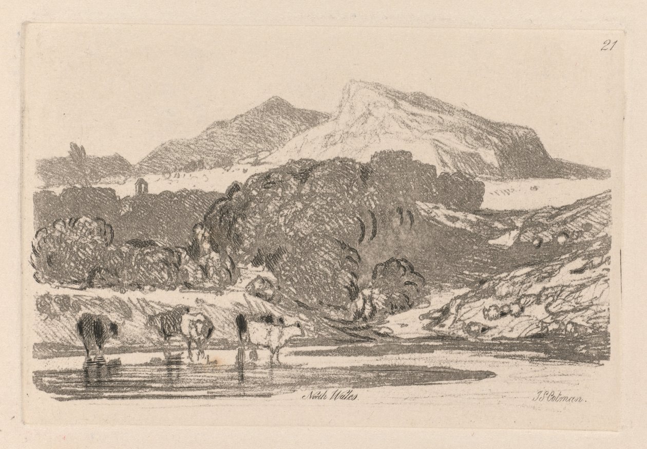 Liber Studiorum: Plaat 21, Uitzicht in Noord-Wales door John Sell Cotman