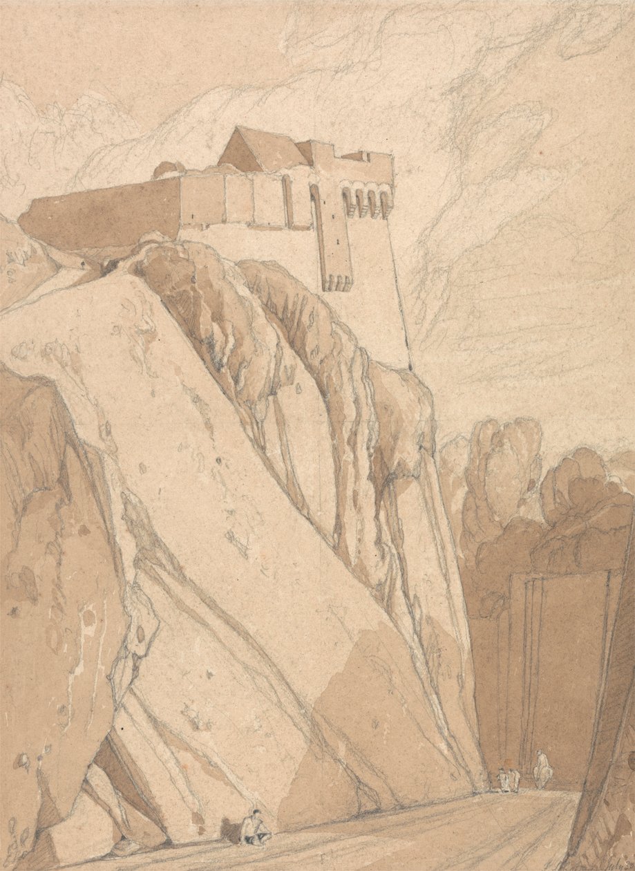 Deel van de oude vestingwerken in Saint Lo, Normandië door John Sell Cotman