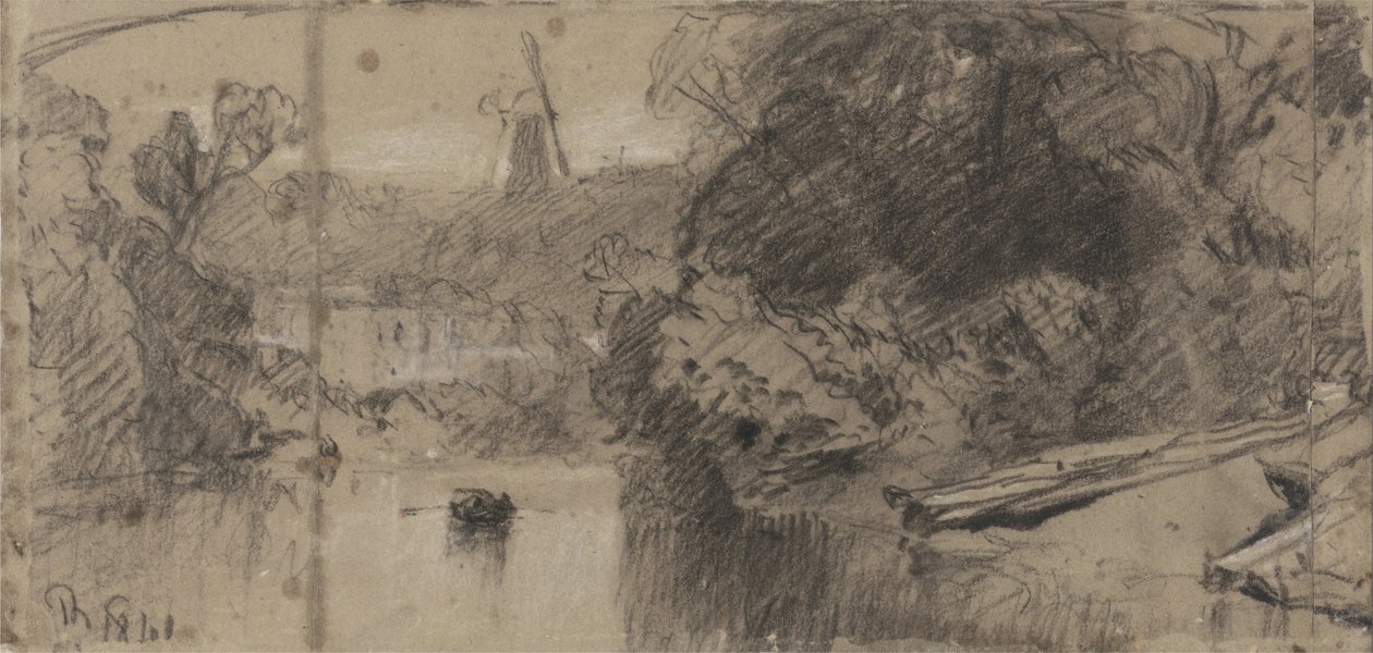 Rivierlandschap, waarschijnlijk bij Thorpe, Norfolk door John Sell Cotman